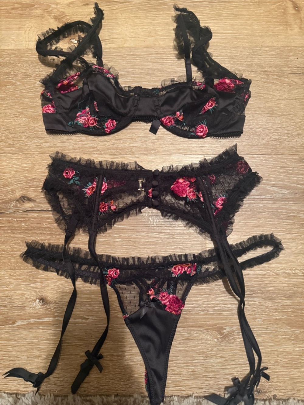 Victoria’s Secret For Lemons Garter Belt, bra,  and